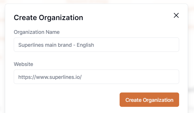 Create an Organization Modal