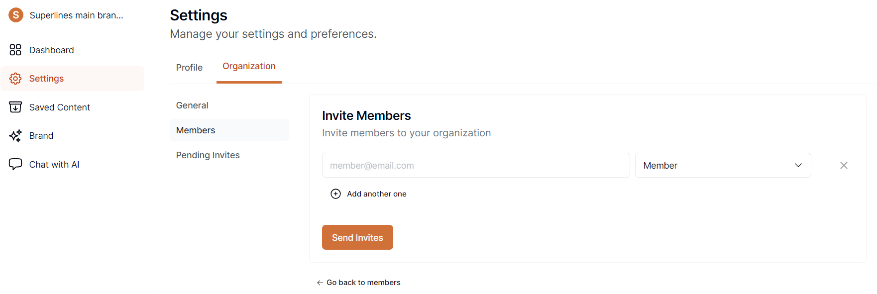 Invite members to an Organization 2